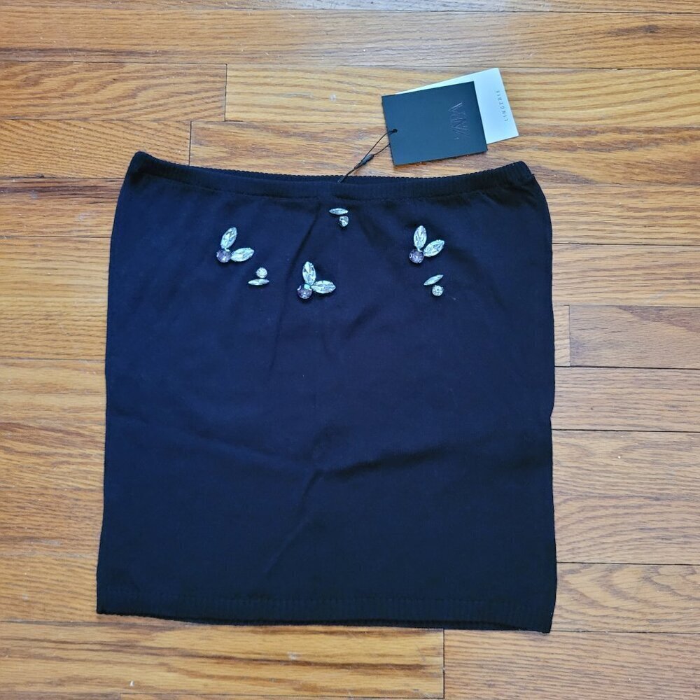 NWT ZARA | Lingerie Rhinestone Strapless Tube Top | Sz. S